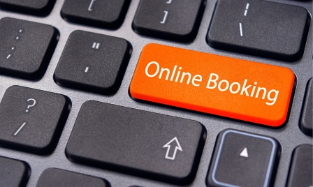 Online booking key on computer